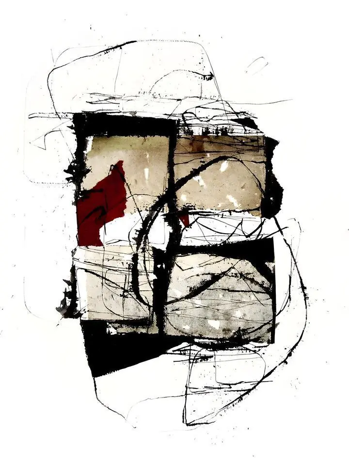 Red Abstract Art Composition 2, Wall Art, Modern, Modern Monochrome