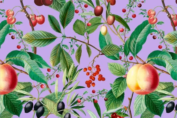 Red Fruits Green Leaves, Aesthetic Art, Fruits