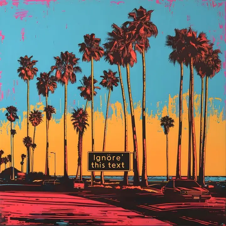 Red Palm Trees By Road, Aesthetic Art, Pop Art