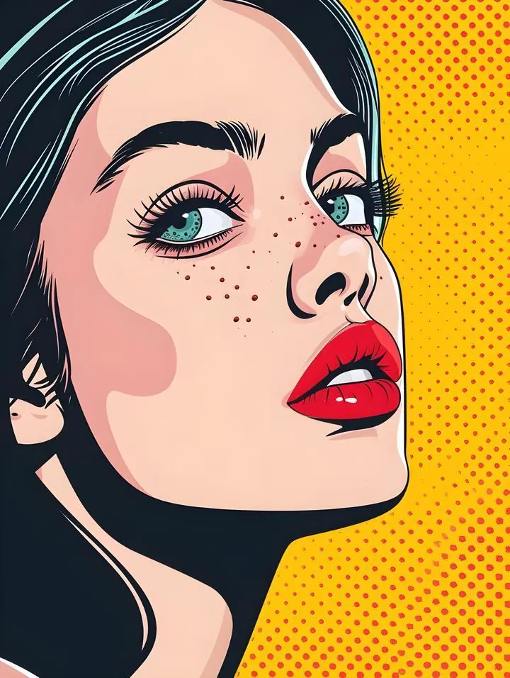 Red Pop Art Woman Portrait, Aesthetic Art, Pop Art