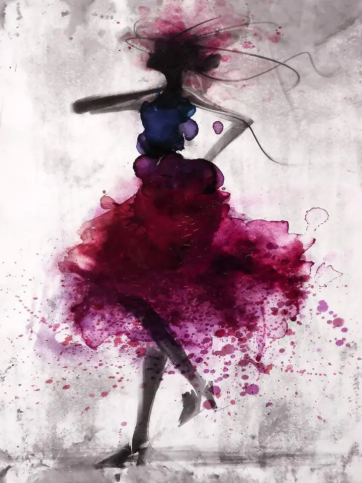 Red Purple Black Dancer Silhouette, Wall Art, Decor Wall Art, Decor Wall Art E