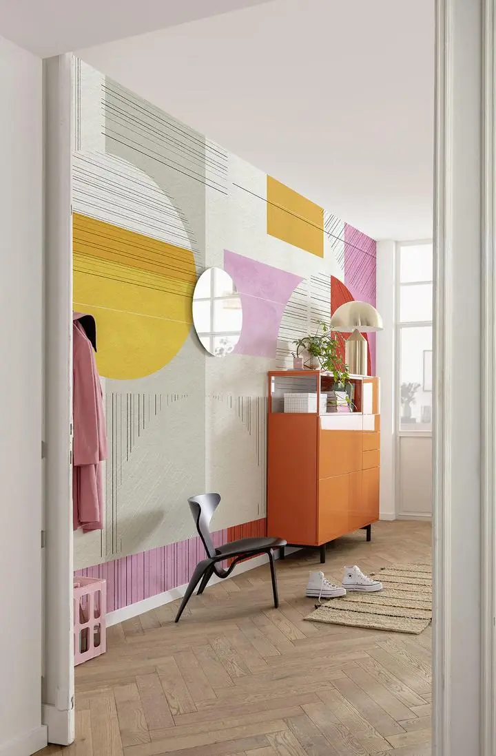 Red Rectangle Orange Pink Square Yellow, Wallpaper, Contemporary