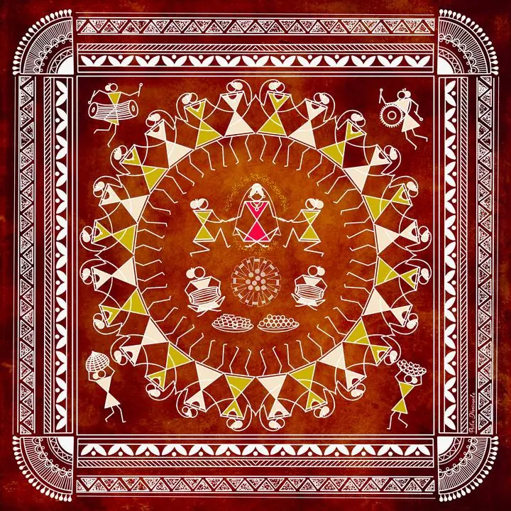 Red Warli Dance Artwork 2