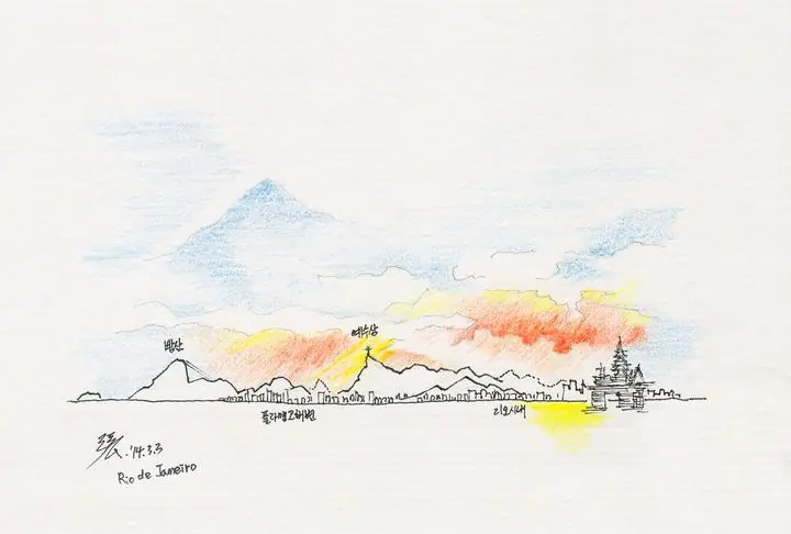 Rio De Janeiro Mountain Landscape, Wall Art, Line Art