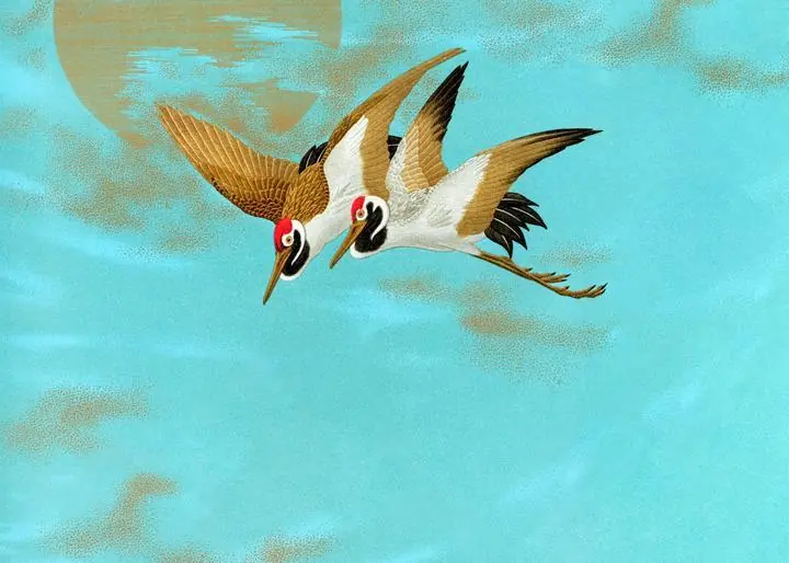 Sarus Cranes Flying, Aesthetic Art, Animal & Birds, Animal & Birds B