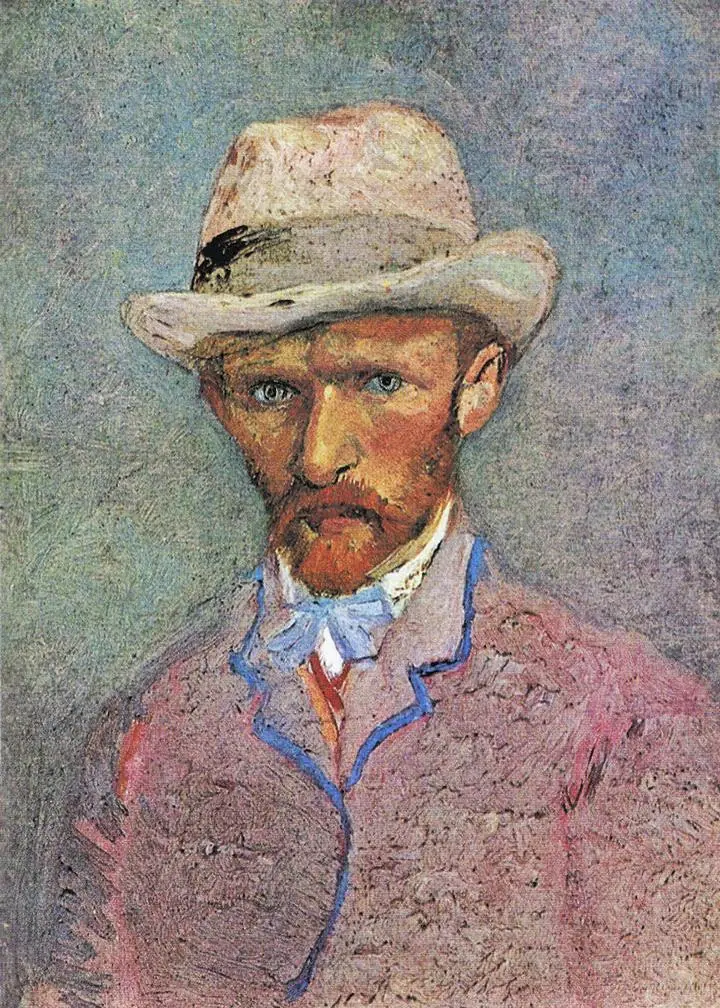 Self Portrait With A Gray Straw Hat, Paintings, Van Gogh