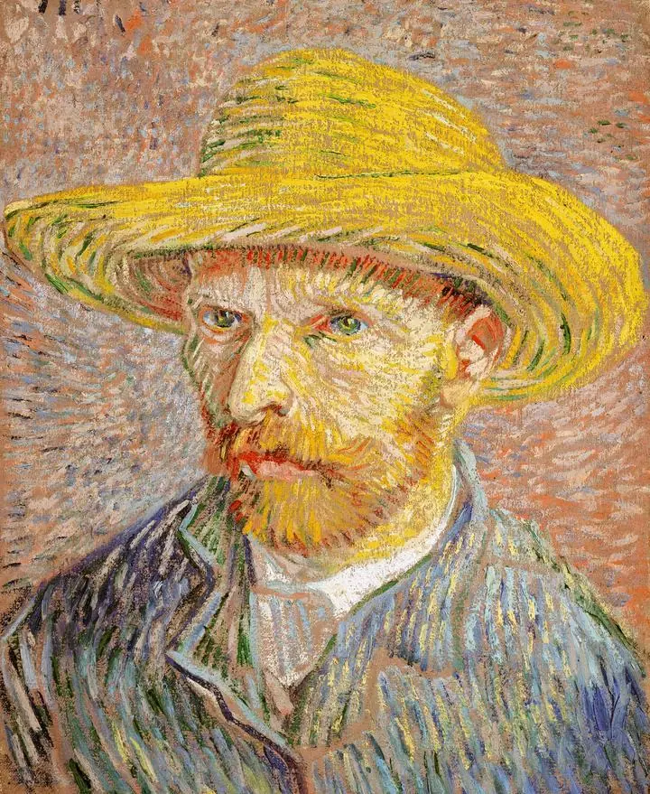 Self Portrait With A Straw Hat 1887, Paintings, Van Gogh