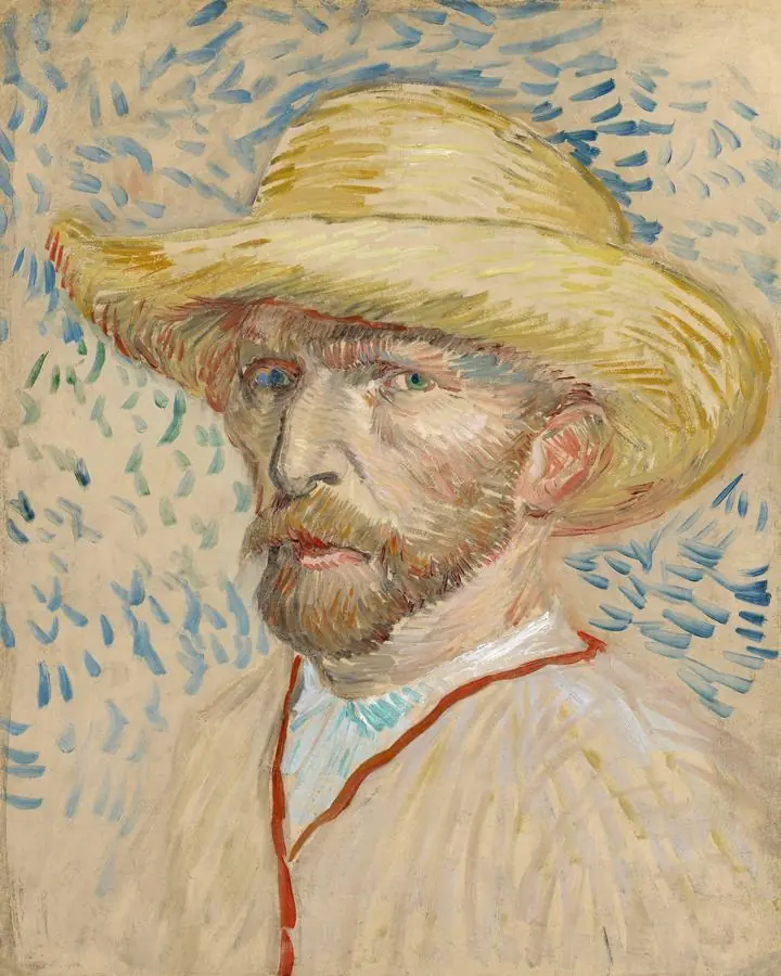 Self Portrait With A Straw Hat, Paintings, Van Gogh