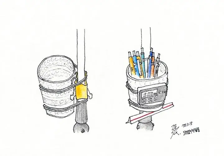 Silver Pencil Bucket, Wall Art, Line Art