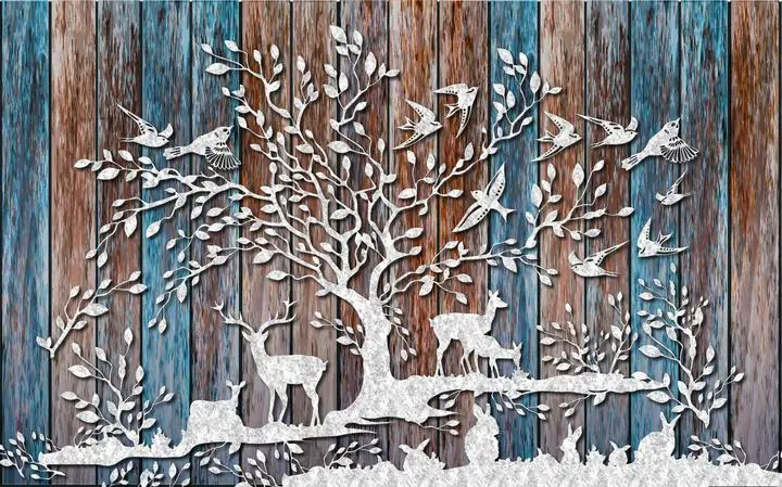 Silver Tree With Animals, Wall Art, Decor Wall Art, Decor Wall Art E