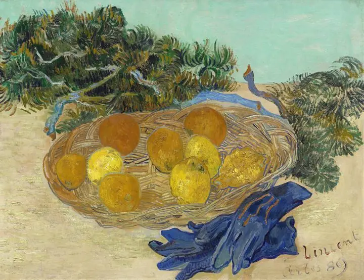 Still Life Of Oranges And Lemons With Blue Gloves (1889), Paintings, Van Gogh