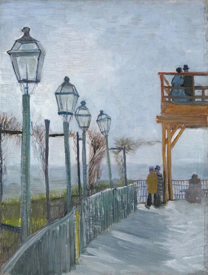Terrace And Observation Deck At The Moulin De Blute-Fin, Montmartre (Early 1887), Paintings, Van Gogh