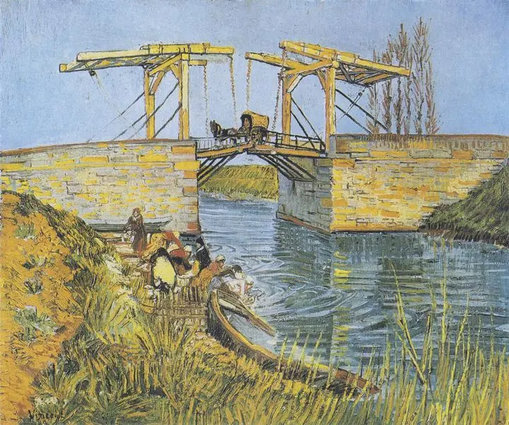 The Langlois Bridge At Arles With Women Washing 2, Paintings, Van Gogh