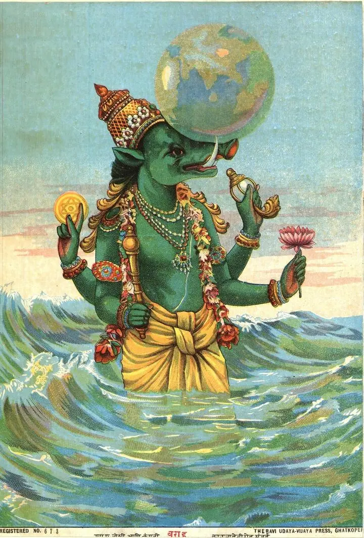 Varaha, Paintings, Raja Ravi Verma