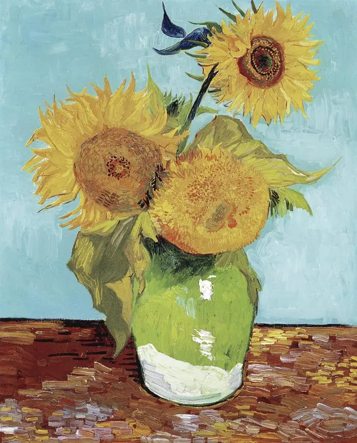 Vase With Three Sunflowers, Paintings, Van Gogh