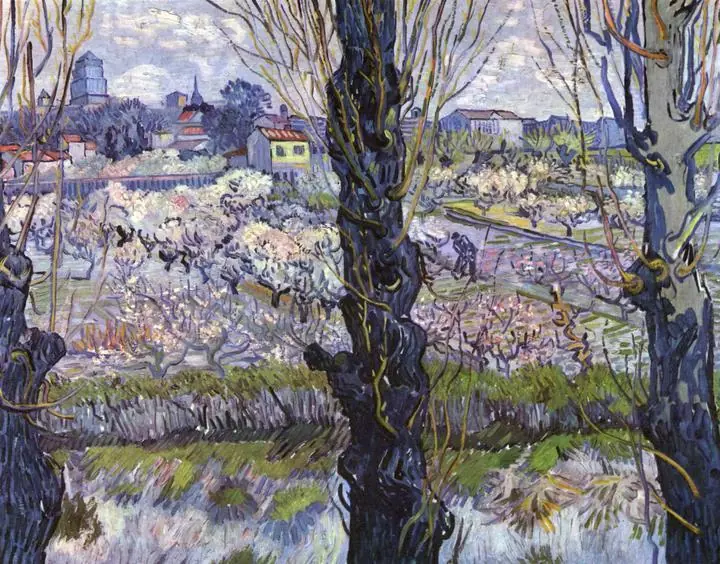 View Of Arles Flowering Orchards, Paintings, Van Gogh