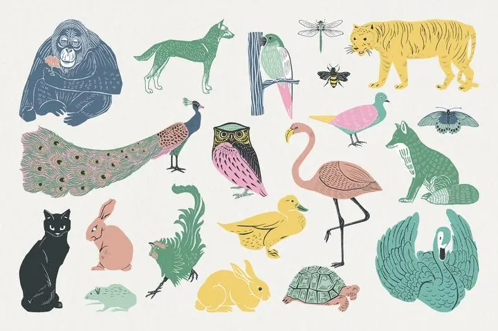 Vintage Animals, Aesthetic Art, Animal & Birds, Animal & Birds B