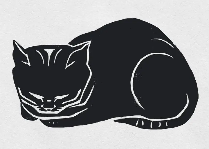 Vintage Black Cat, Aesthetic Art, Animal & Birds, Animal & Birds B
