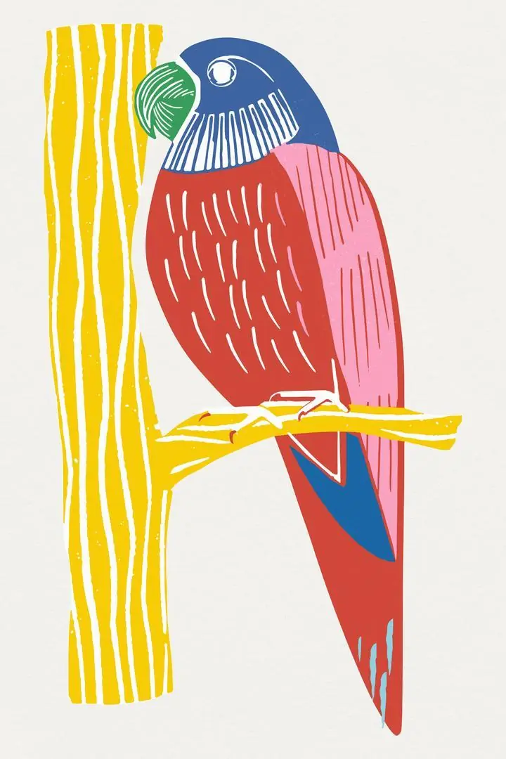Vintage Parrot, Aesthetic Art, Animal & Birds, Animal & Birds B