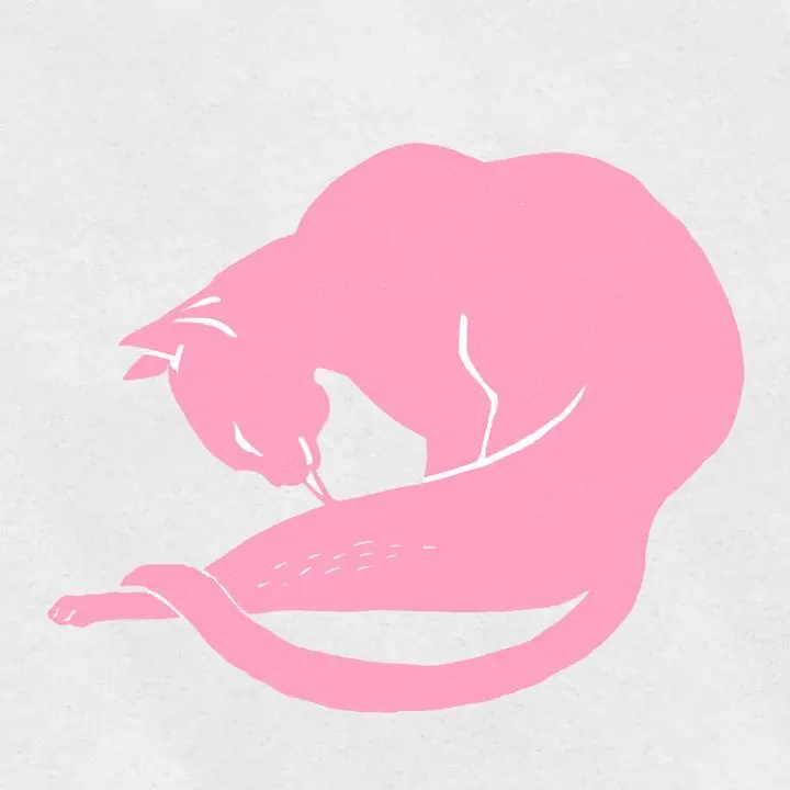Vintage Pink Cat, Aesthetic Art, Animal & Birds, Animal & Birds B