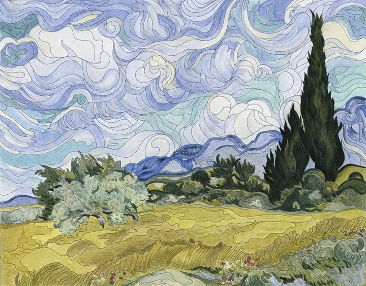 Wheat Field With Cypresses 1889, Paintings, Van Gogh