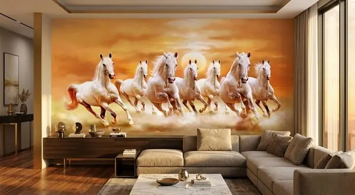 White 7 Horses 2, Wallpaper, Animal