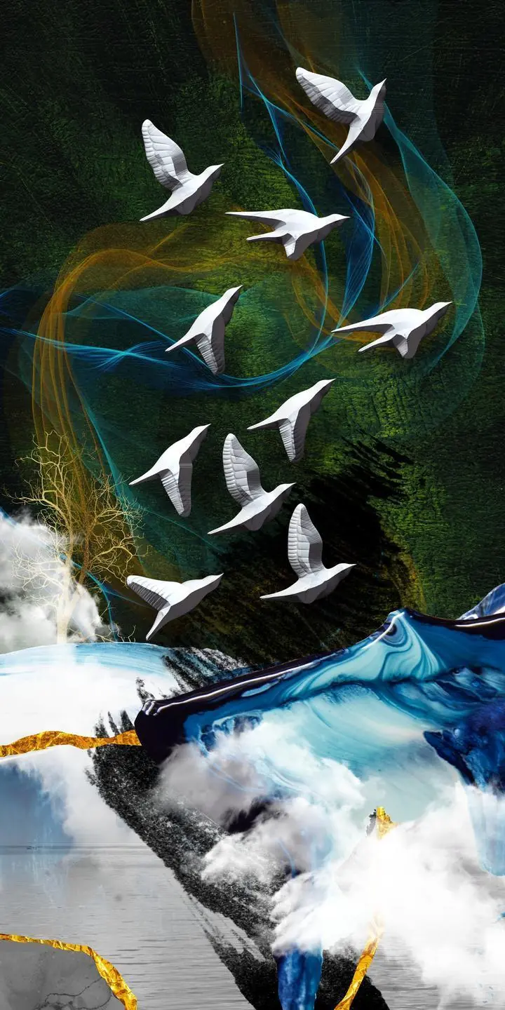 White Birds In Flight 2, Wall Art, Decor Wall Art, Decor Wall Art G