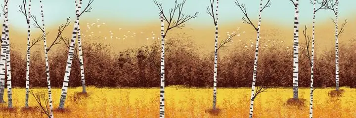White Black Trees, Wall Art, Old Gold, Gold Landscape