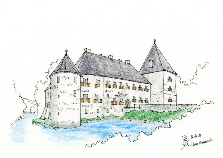 White Castle Building, Wall Art, Line Art