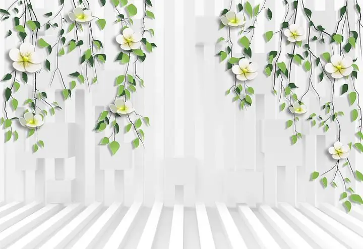 White Flower Green Leaf Vines, Wallpaper, Old 3D