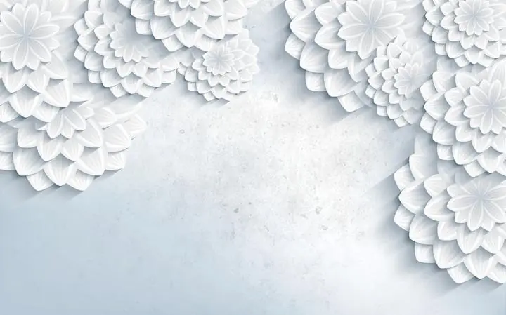 White Flowers 3, Wallpaper, Old 3D