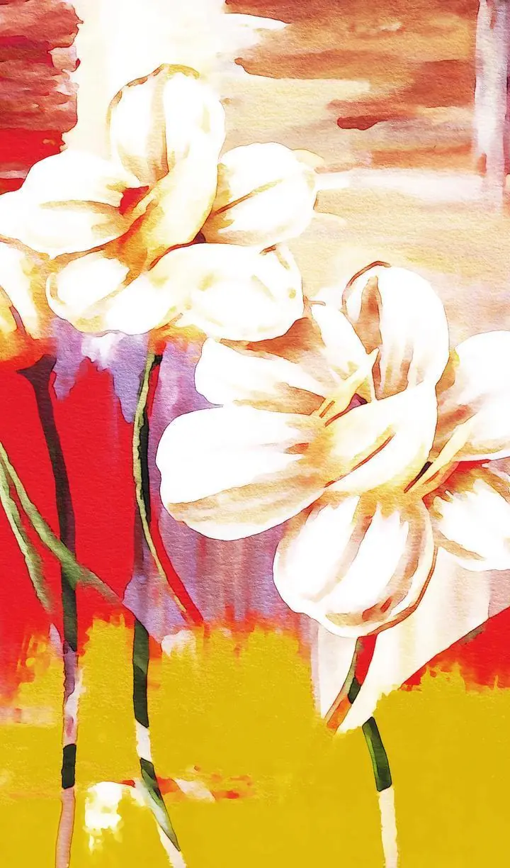White Flowers On Yellow Background, Wall Art, Decor Wall Art, Decor Wall Art G