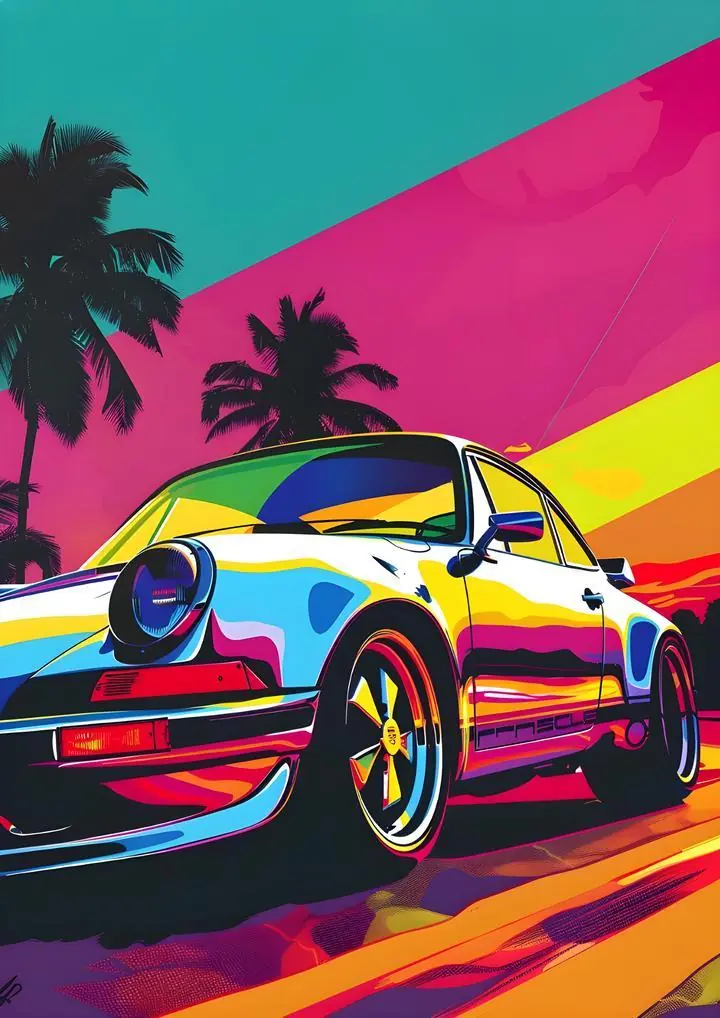 White Porsche, Aesthetic Art, Pop Art