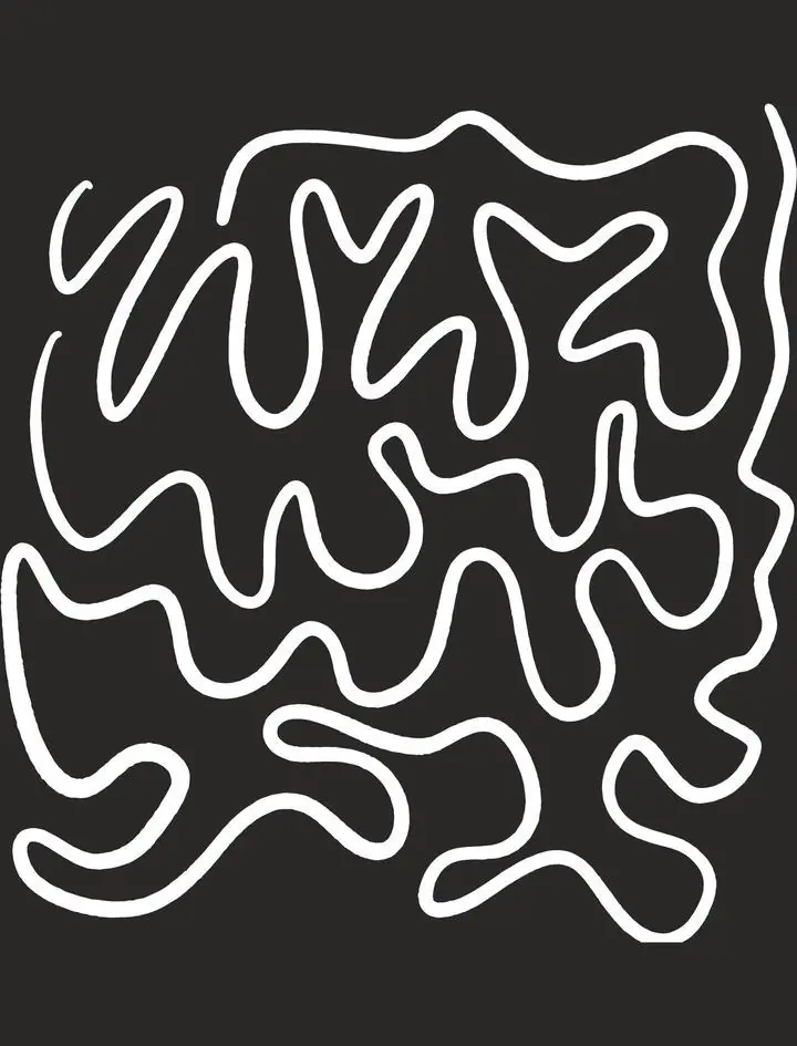 White Squiggly Lines, Wall Art, Modern, Modern Monochrome