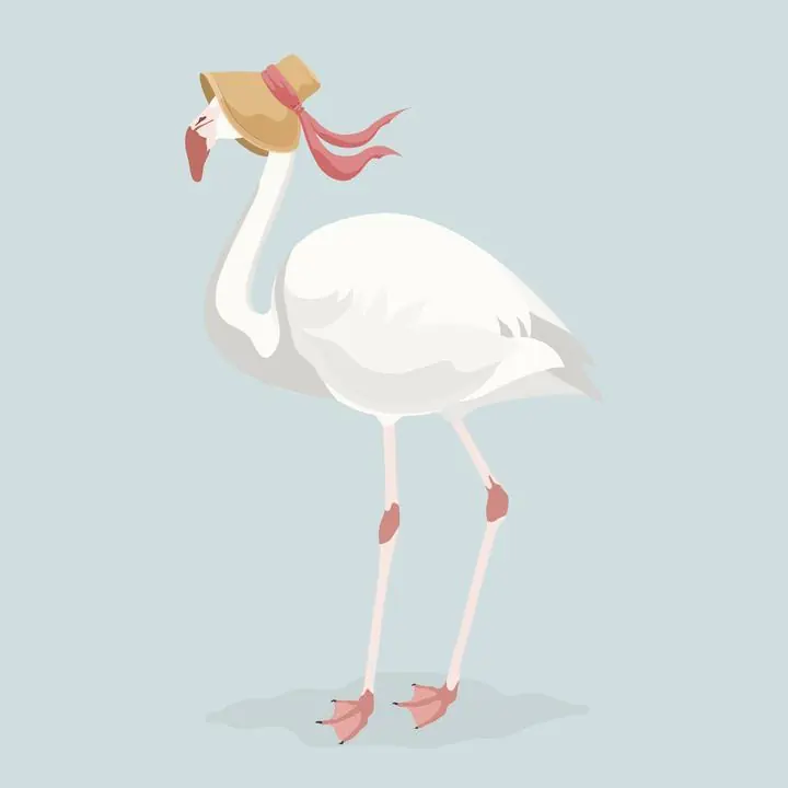 White Flamingo Lady, Aesthetic Art, Animal & Birds, Animal & Birds B