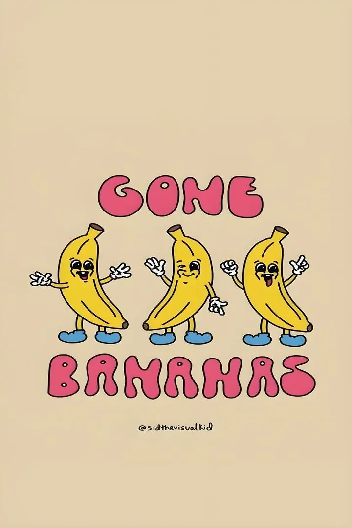 Yellow Cartoon Bananas, Aesthetic Art, Pop Art