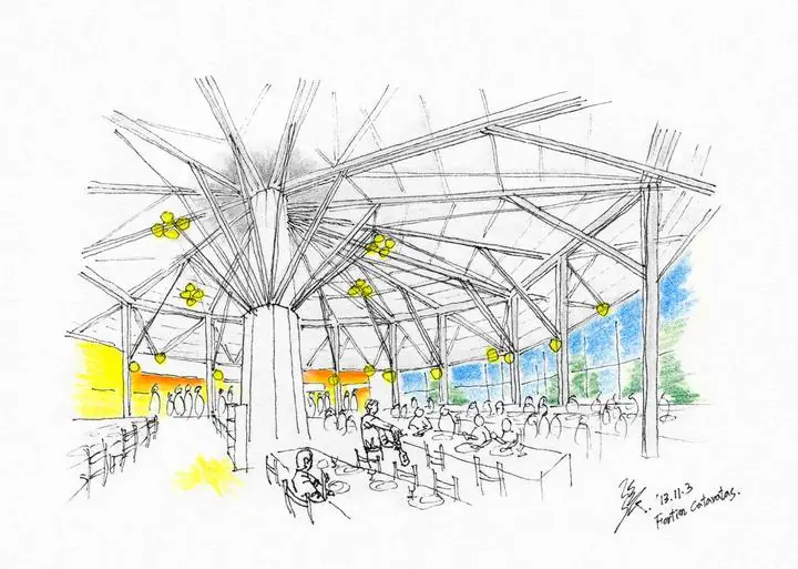Yellow Dining Area Interior, Wall Art, Line Art