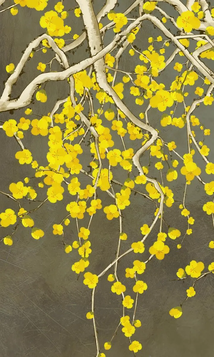 Yellow Flowering Tree Branches, Wall Art, Decor Wall Art, Decor Wall Art G