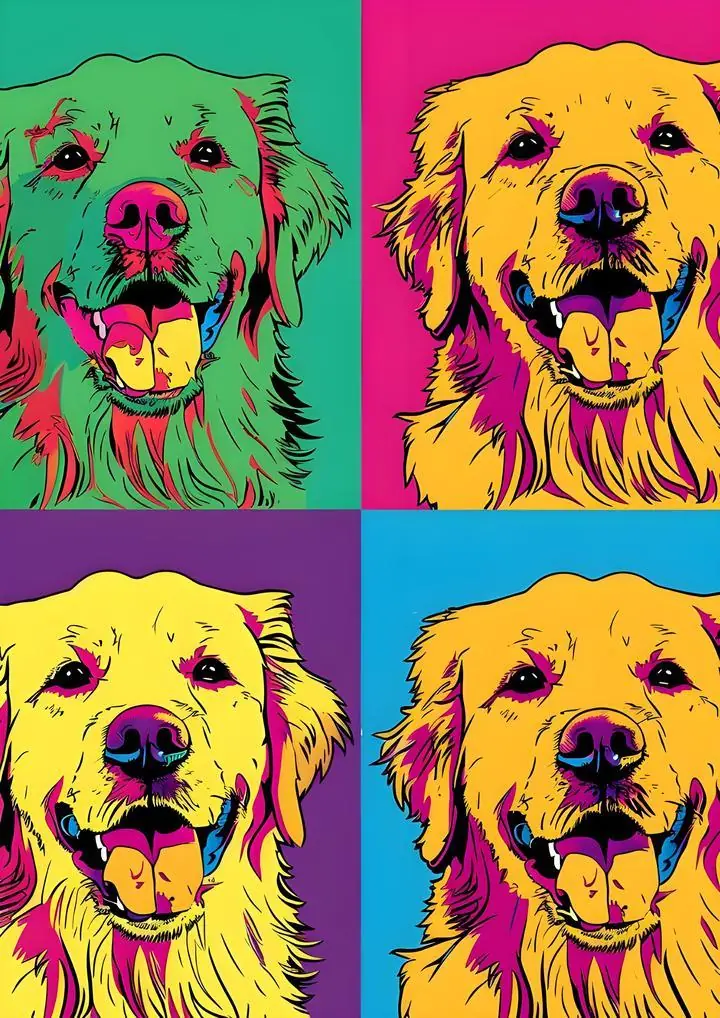 Yellow Golden Retriever Head, Aesthetic Art, Pop Art