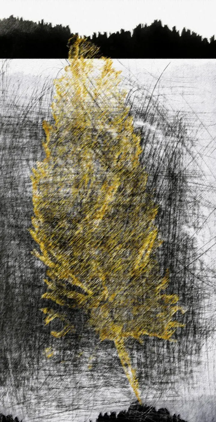 Yellow Leaf Drawing, Wall Art, Decor Wall Art, Decor Wall Art G