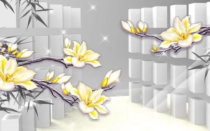 Yellow Magnolia Flowers, Wallpaper, Old 3D