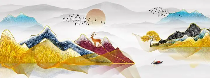 Yellow Mountain Range, Wall Art, Old Gold, Gold Landscape