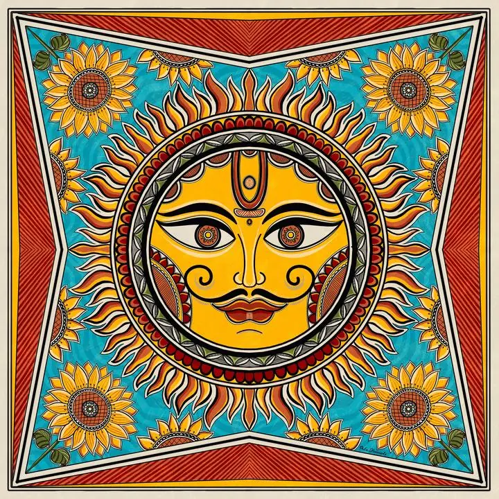 Yellow Sun Face Artwork