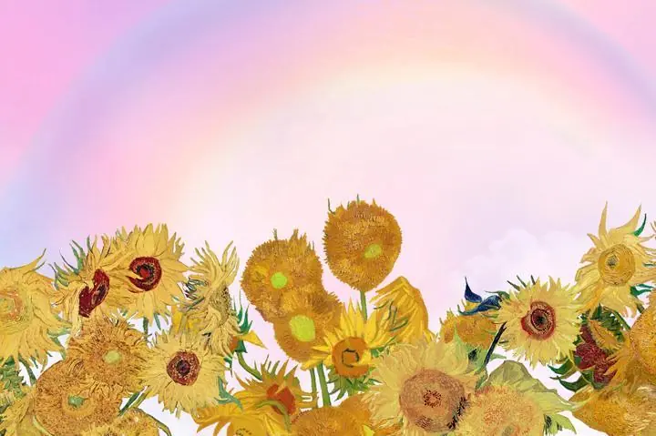 Sunflower Pink Background, Paintings, Van Gogh